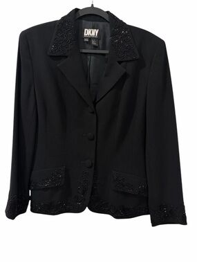 Vintage DKNY Wool Beaded Trim Blazer